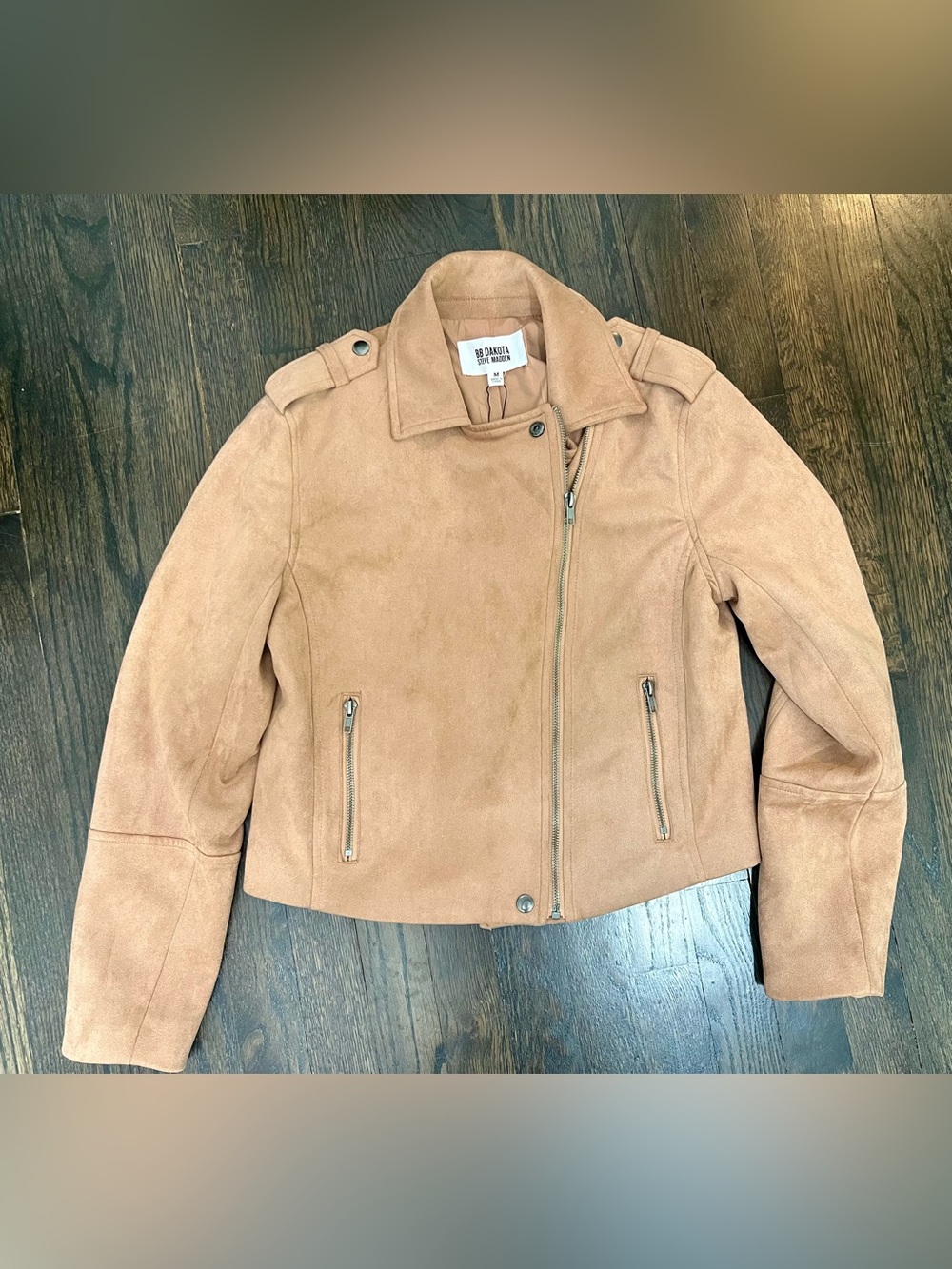BB Dakota Steve Madden Blush Faux Suede Moto Jacket Medium NWT